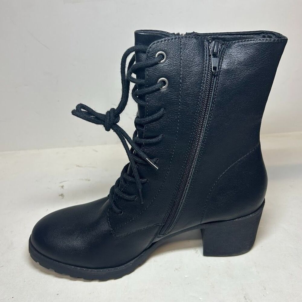 Sun Stone Womens 7 M Black Sheila Lace Up Block Heel Booties NIB XJ4 - Picture 4 of 5